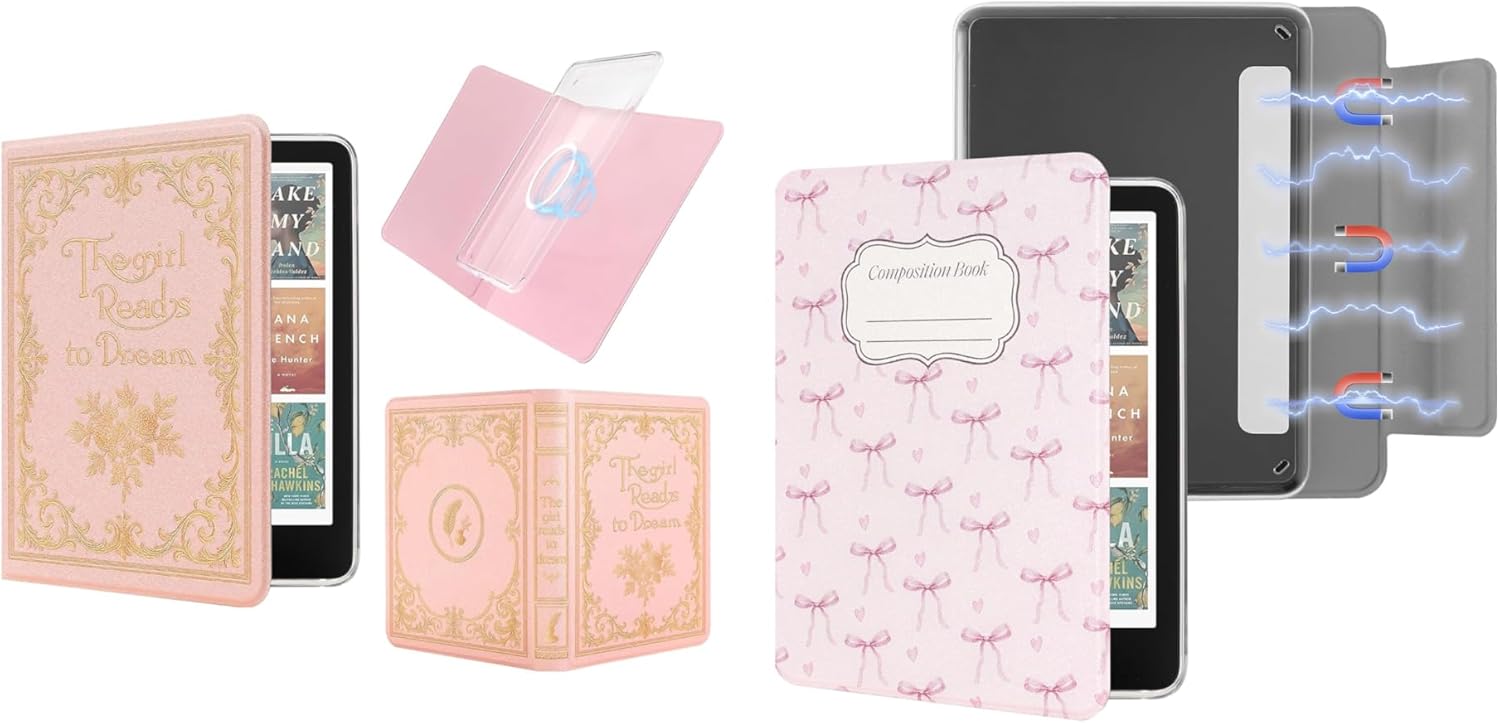 Magnetic Detachable Book Cover Case for 7" Kindle Paperwhite 12th Gen 2024 and Kindle Colorsoft Signature Edition, (Dream) Slim PU Leather Cover Case with Auto Wake/Sleep, Composition Book