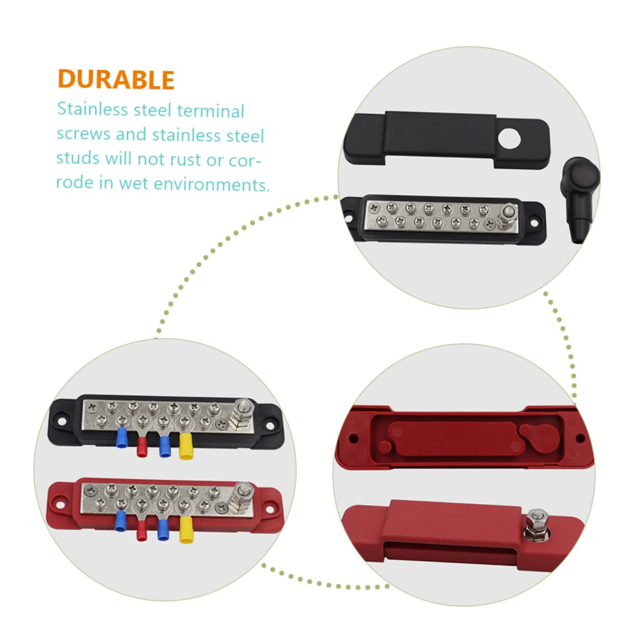 Mikinona Busbar 12 Vie 48v 150a Morsettiera Blocco Di Distribuzione Energia Per Auto, Yacht e Camion Uso Industriale e Cablaggio Marino Morsetti Antiossidanti e Connessioni Rapide