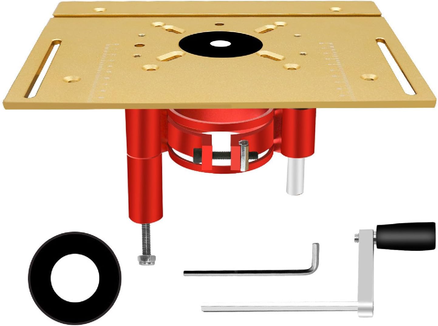 Router Lift Base Woodworking Lifting Table Base Aluminum Alloy Stainless Steel Rod Adjustable Height Up to 47mm for High Precise Woodworking Router Workbench