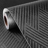 FunStick 24'x200' Abstract Black Peel and Stick Wallpaper Removable Dark Pattern Wallpaper for Bedroom Living Room Walls Renter Friendly Geometric Contact Paper for Shelves Kitchen Cabinet Wall Paper