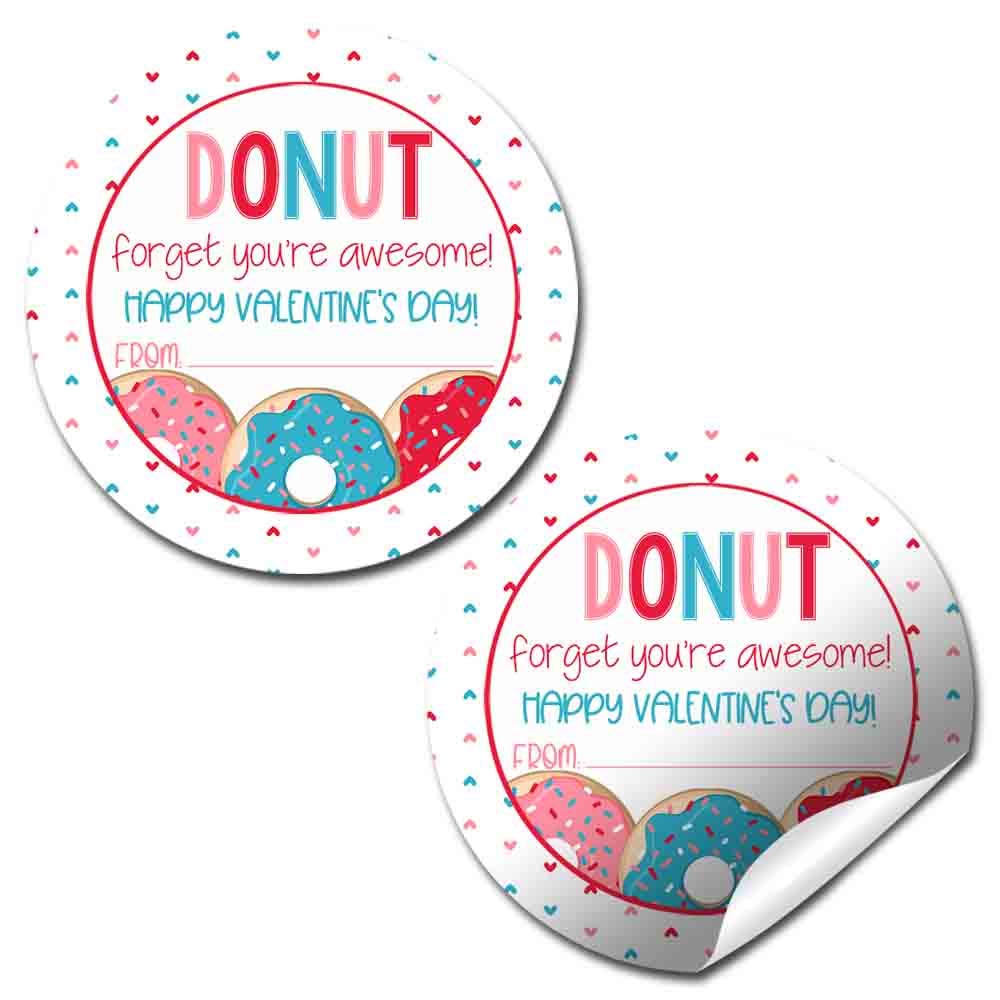 Autocollants enfants sur le thème donut pour sachets de friandises et cadeaux