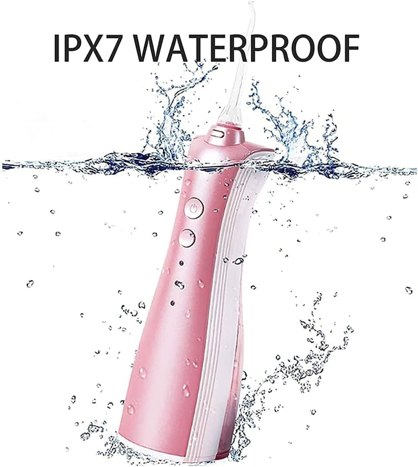 GeRRiT Dientes limpiador El hilo dental inalámbrico, portátil e inductivo de carga IPX7 Irrigator oral de limpiador de dientes impermeables, con 3 modos y 360 boquilla giratoria, función de sincroniza