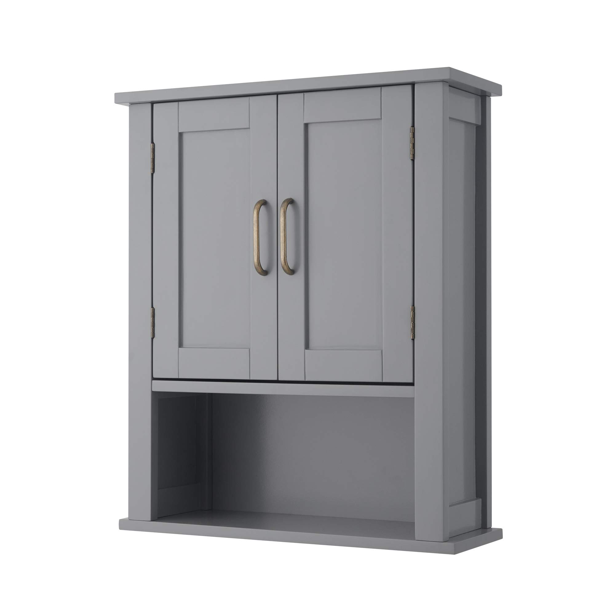 Teamson Home Mercer Meubles de Salle de Bain en Bois Meuble de Rangement Mural pour médicaments avec étagère Ouverte Gris EHF-F0019