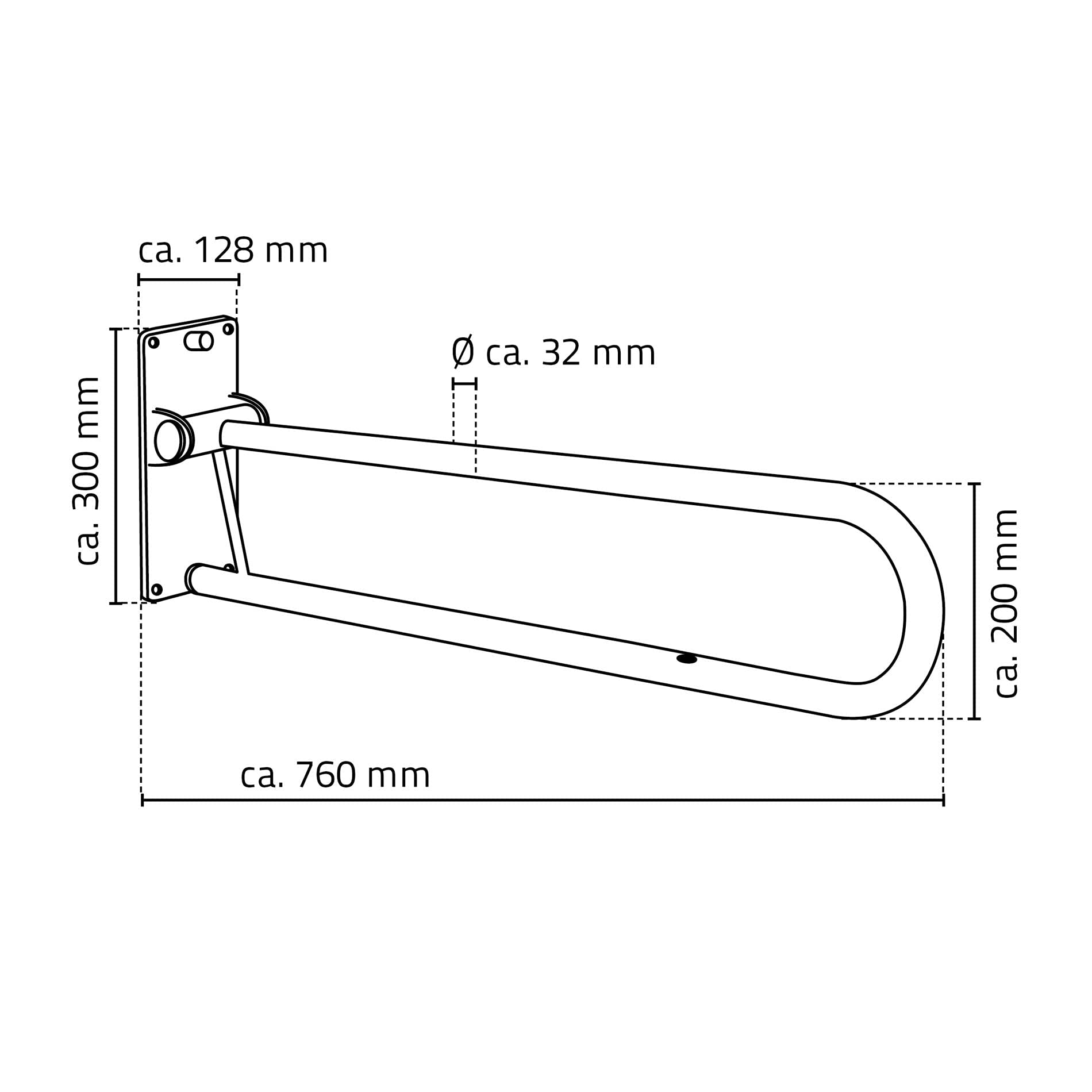 RIDDER Toaleta Aufstehbügel długość ramienia 760 mm