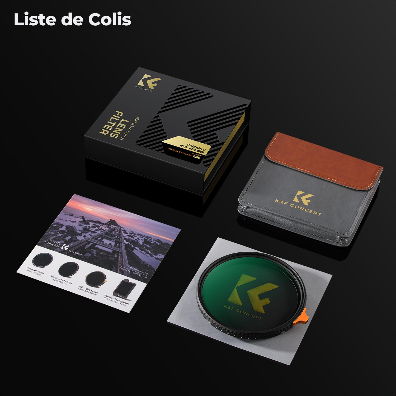 K&F CONCEPT Filtre ND Variable ND2-400 67mm Densité Neutre 1-9 Stops Slim Haute-définition Résistant à l'eau Anti-Rayures pour Objectif Appareil Photo Edition Supérieure