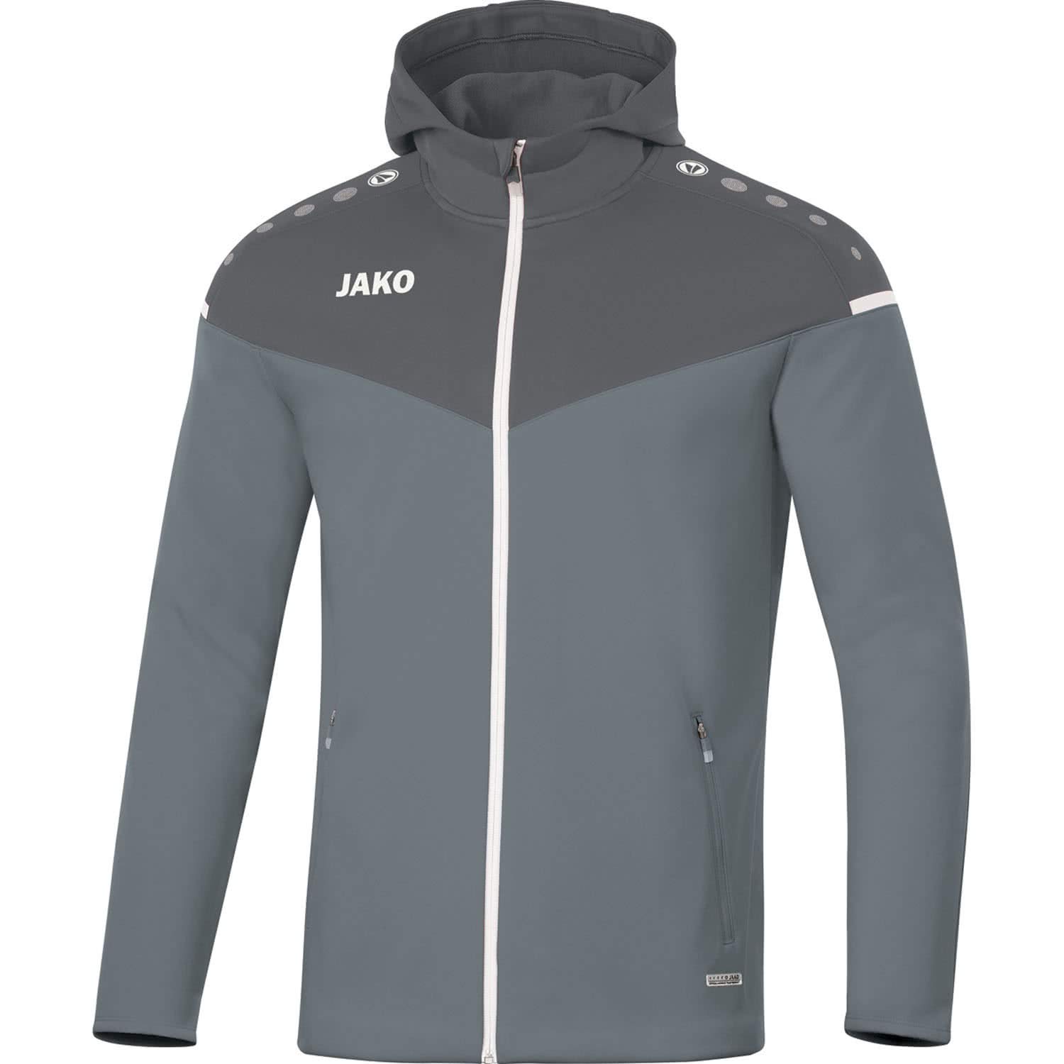 JAKO Damen Kapuzenjacke Champ 2.0, Steingrau/Anthra Light, 44