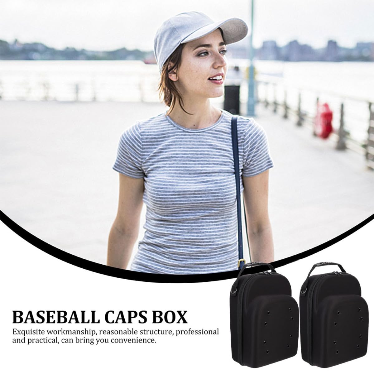 IMIKEYA Custodia Protezione Versatile 2 Pezzi Porta Cappelli da Baseball in Eva Nero Organizer per Viaggi e Design Pratico per Uomo