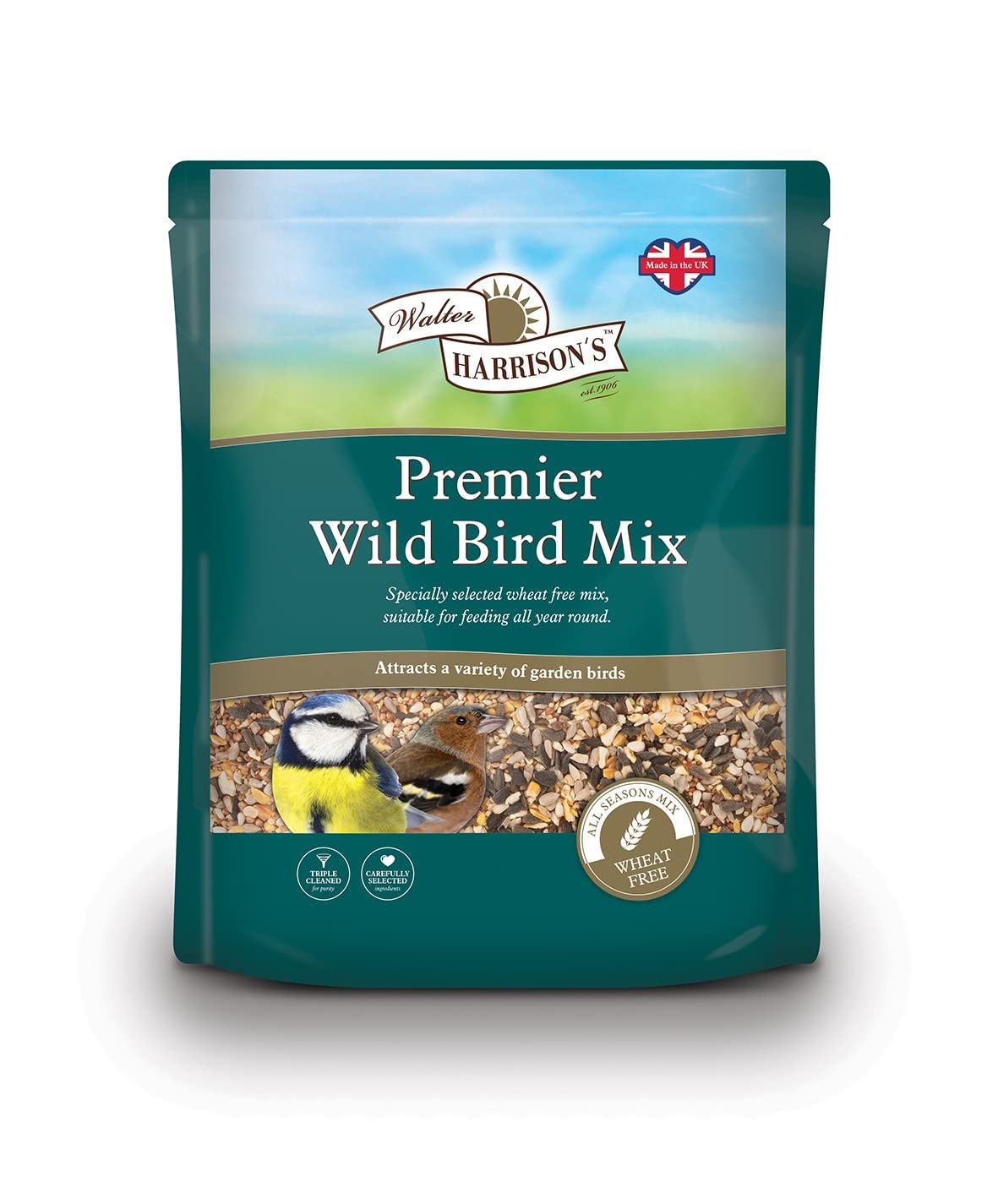Walter Harrison's Premier Wild Bird Food Mix – Wheat Free Garden Bird Seed, 4 kg (Pack of 1)
