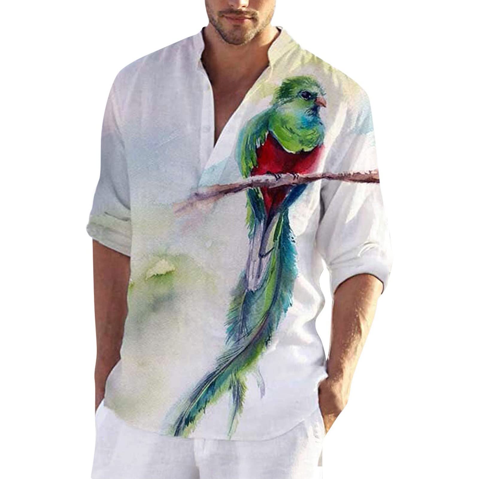 Linen Shirt Men UK Sales Clearance Mens Linen Henley Shirt Mens White Linen Button Down Short Sleeve Shirt Christmas Hawaiian Shirt 4XL Linen Shirts for Men Short Sleeve Beach Linen Shirts for Men