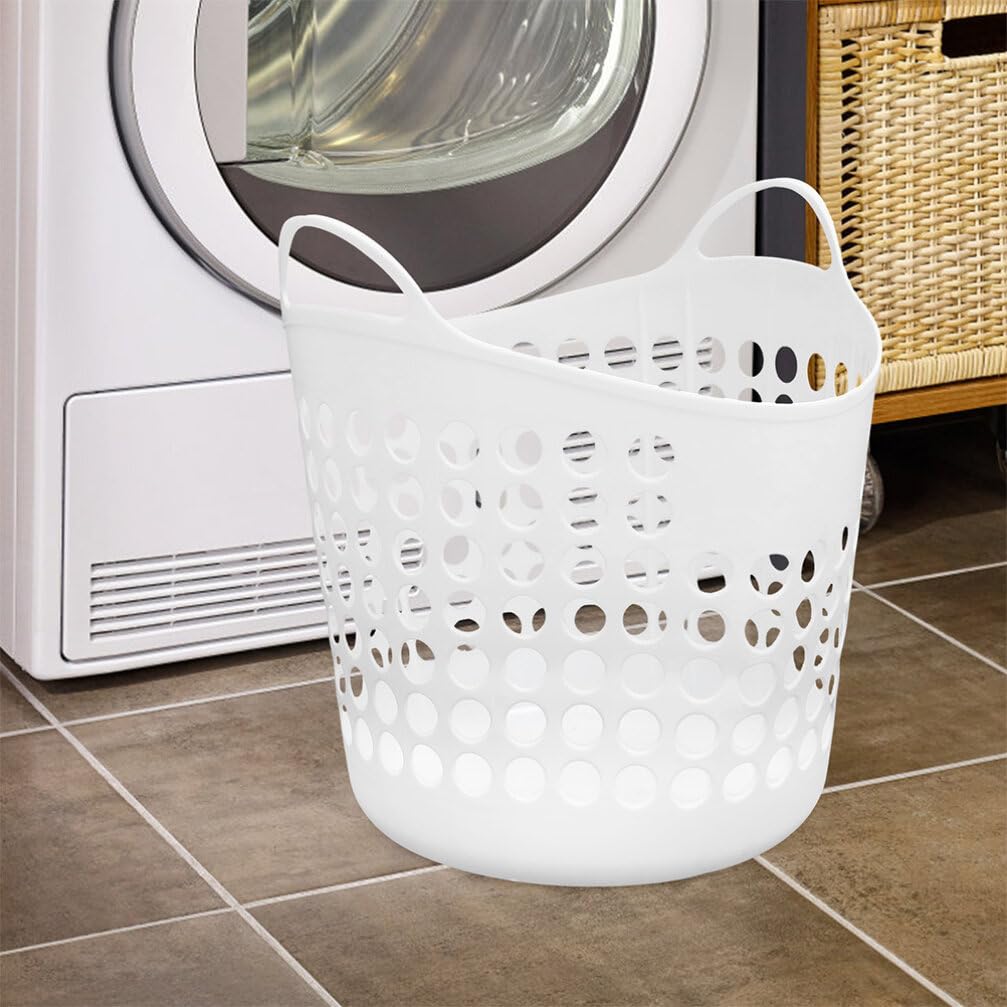 Ciieeo Cesto Portabiancheria Sporca in Pe Bianco 40l Design Unico Forato che Previene gli Odori, per Soggiorni e Bagni