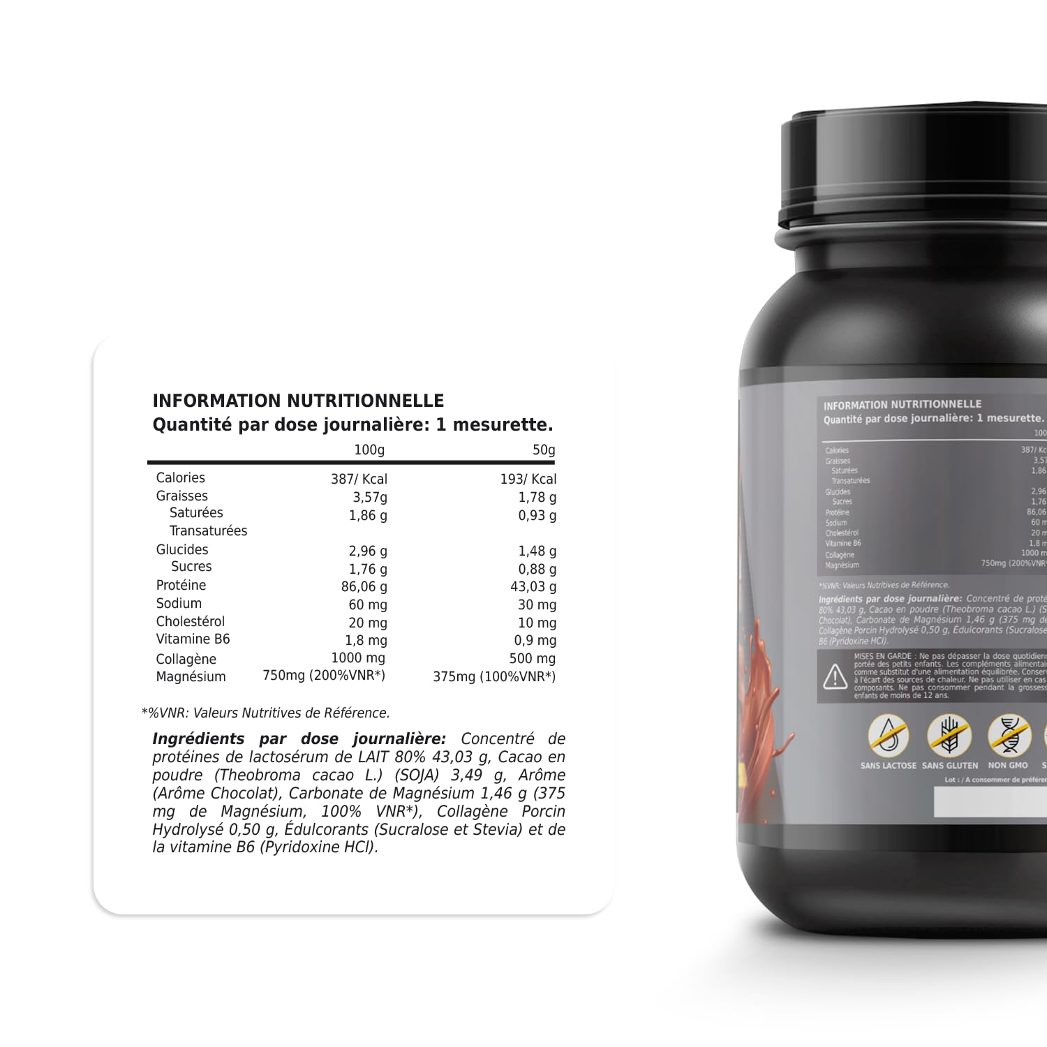 Healthy Fusion Whey Protein | 43 g/dose Protéine Pure | Collagène, Magnésium et Vitamine B6 | Augmente la masse musculaire, améliore l’entraînement, renforce les articulations | Double Chocolat 1kg