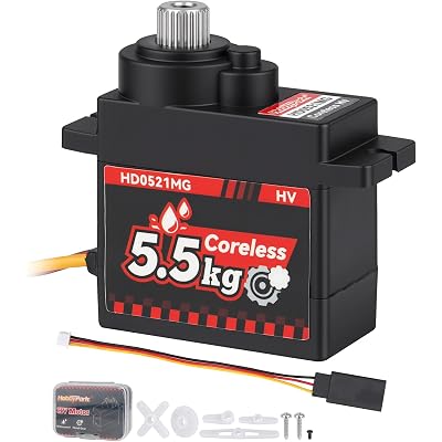 HobbyPark Waterproof Micro Servo Coreless Motor Metal Gear Digital Servos 5.5kg High Torque Mini Servo for FCX24 Axial SCX24 AX24 1/24 RC Crawler Car Upgrades Replacement
