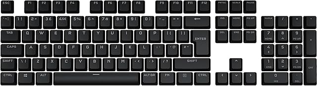 Corsair PBT DOUBLE-SHOT PRO Keycap Mod Kit (Double-Shot PBT Keycaps, Standard Bottom Row Compatibility, Textured Surface, 1.5mm Thick Walls with Backlit Font, O-Ring Dampeners Included) Onyx Black