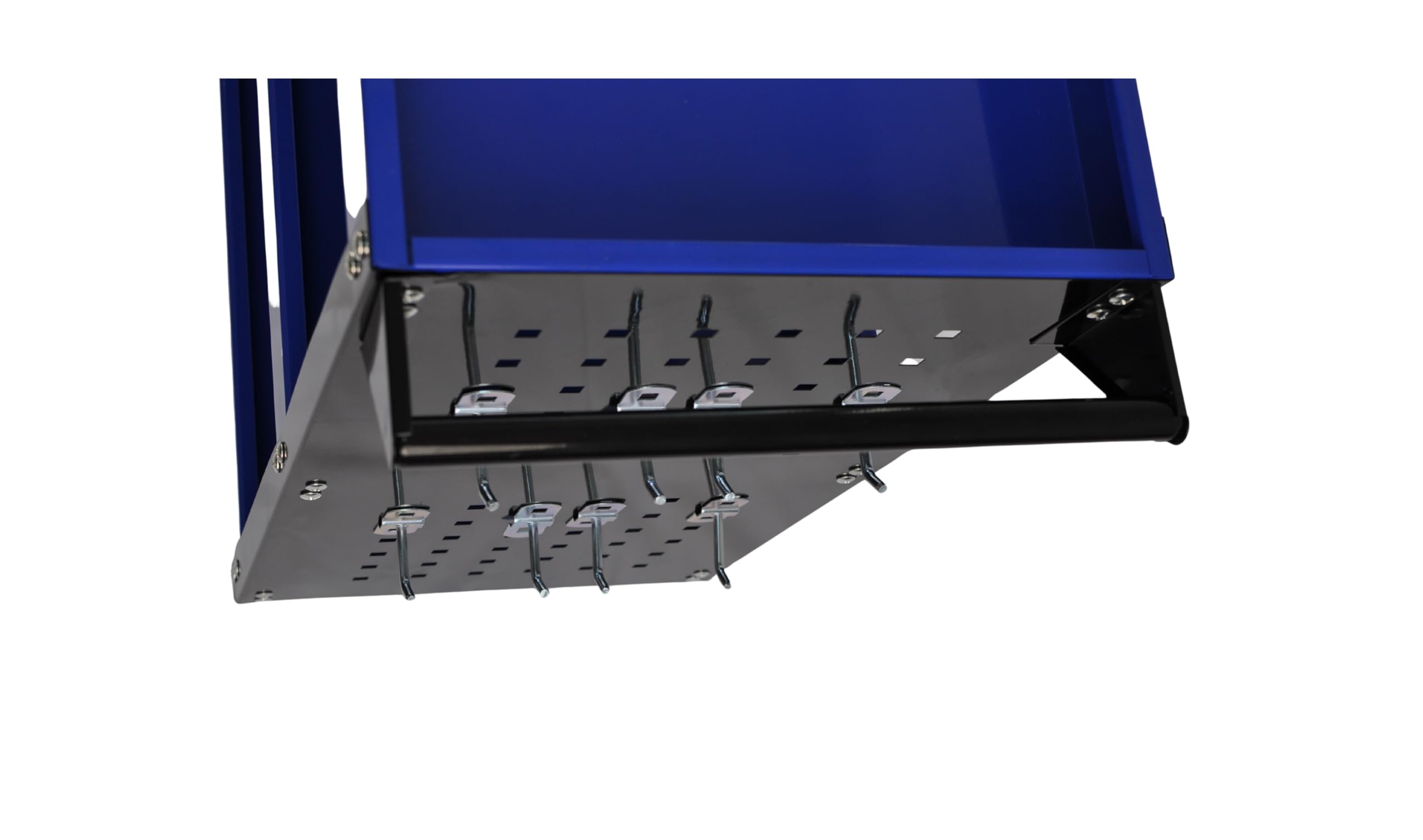 Carro de Taller Profesional 3 Baldas con Paneles Laterales y Ganchos – Azul/Negro – 700×350×760 mm – Carro Herramientas con Ruedas Maniobrable