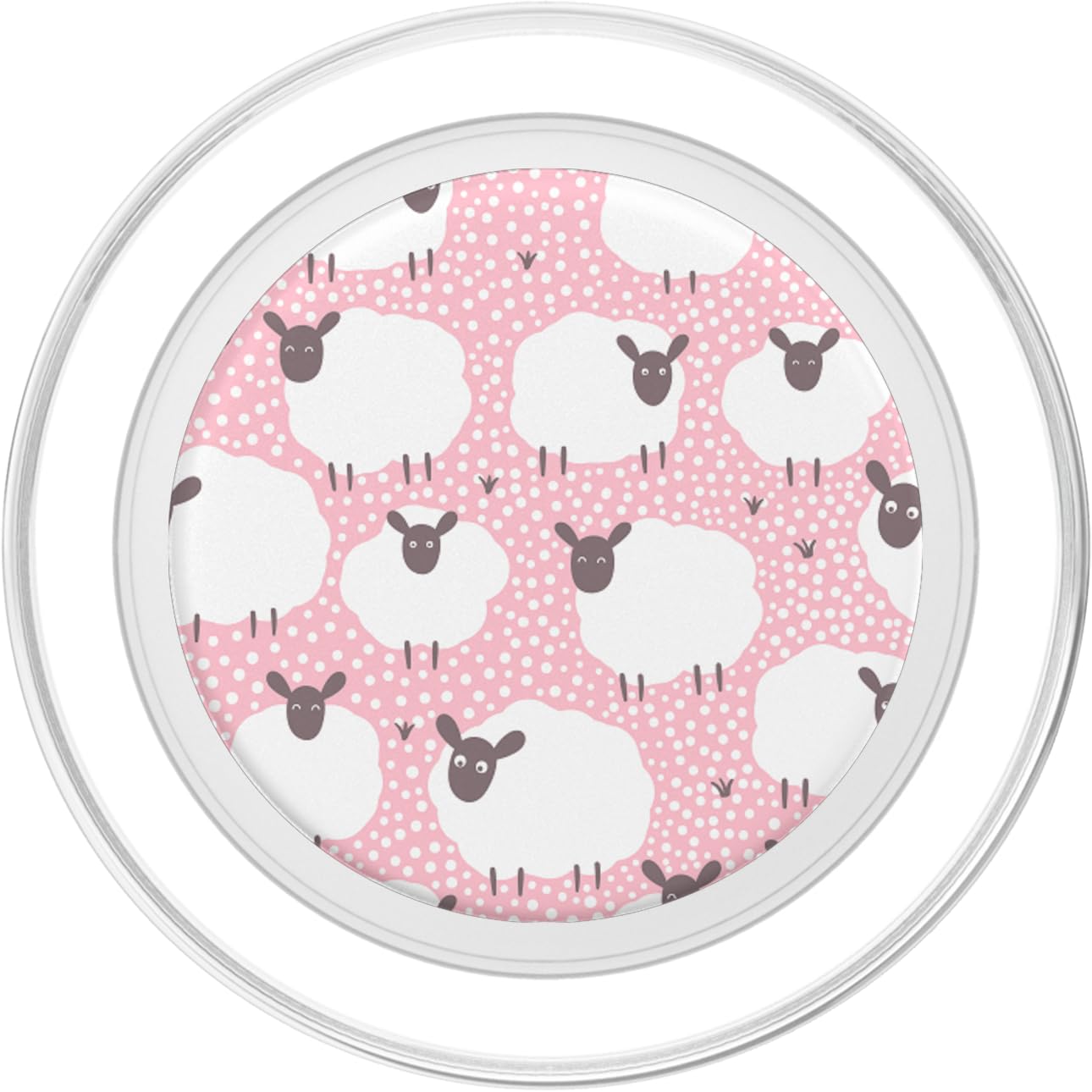 Cute Sheep Fam Animal on Pink PopSockets PopGrip: Swappable Grip for Phones & Tablets PopSockets PopGrip for MagSafe - Image 2