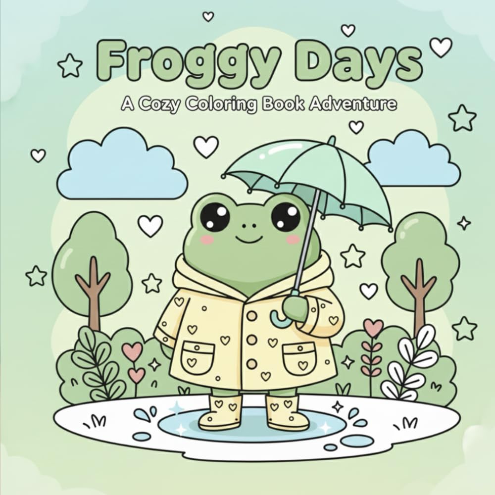 Froggy Days: A Cute Frog Coloring Book with Cozy Daily Moments for Adults and Teens