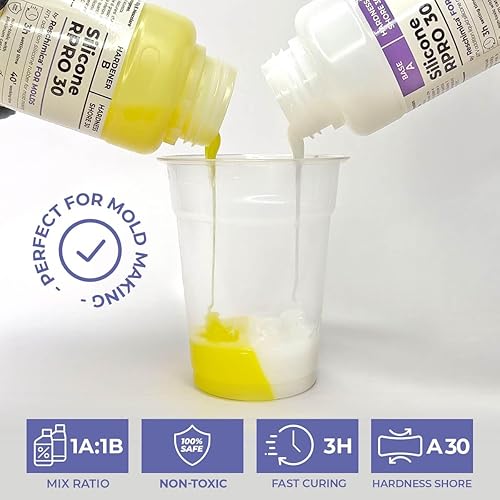 Miniatura 7 de Fabricación de moldes de goma de silicona dura (35.27 onzas), silicona líquida de platino no tóxica, lo que hace que la relación de mezcla de