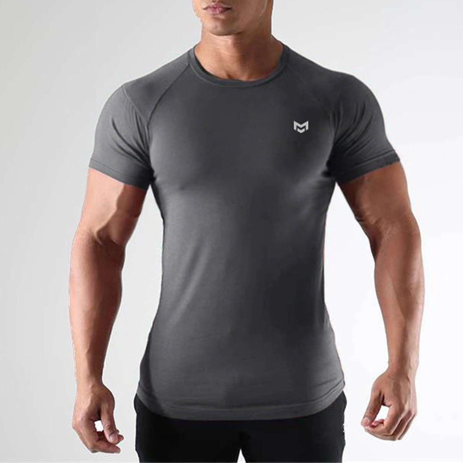 T-Shirt Homme Sport Fluo Rose Rouge Blanc Maillot Foot Manches Courtes Compression Musculation Grande Taille