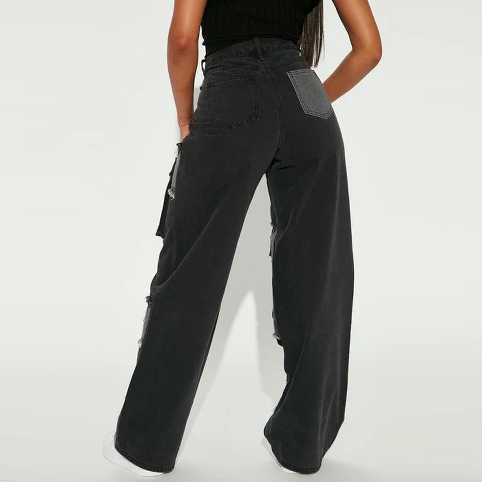 Ripped Jeans Jesienne Modne All-Match Prosta Wysoka Talia dla Kobiet