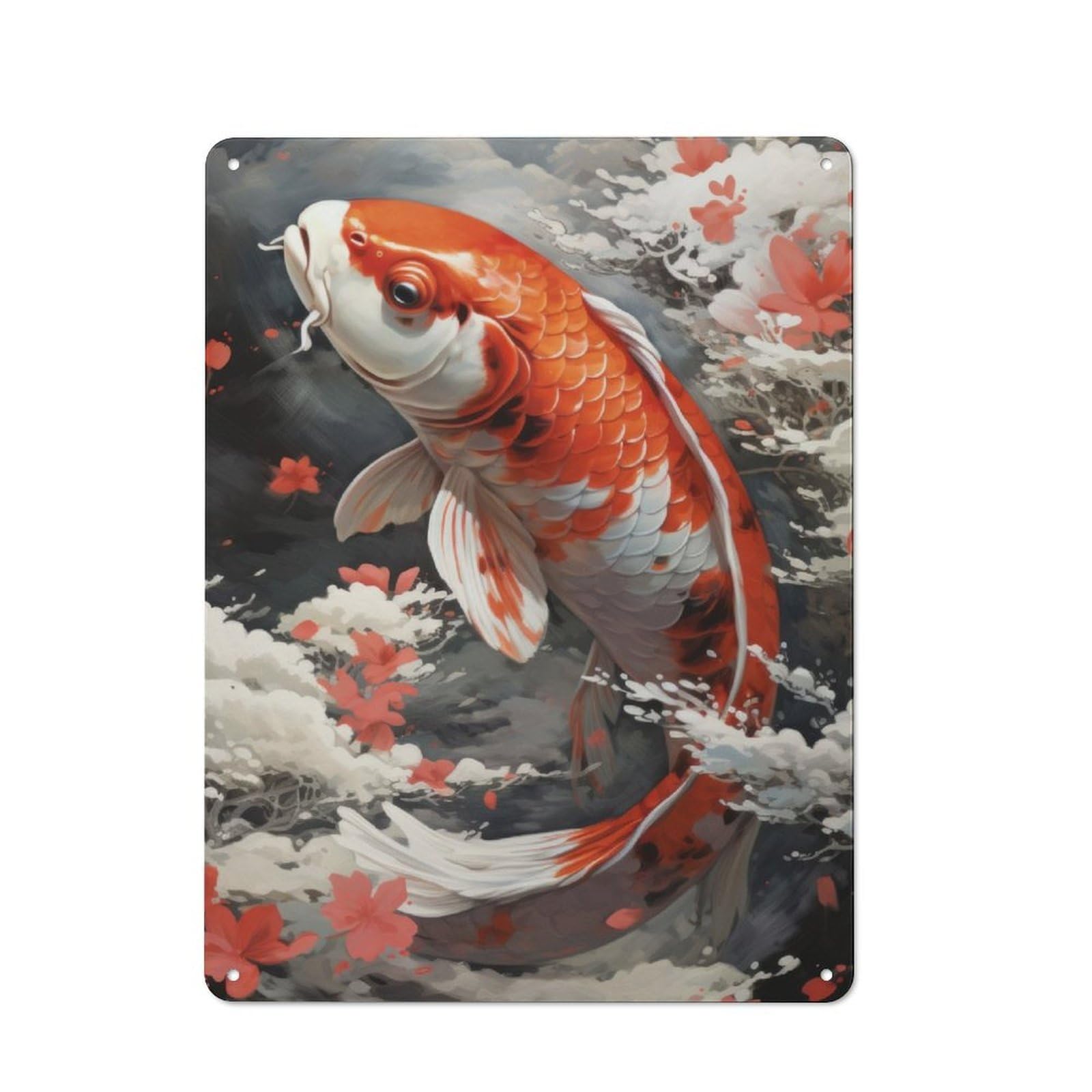 Junmoney Koi Fish Retro Tin Sign 40X30cm For Hobby Room Or Studio, New-Space Wall Decor For Creative Interior Collectors