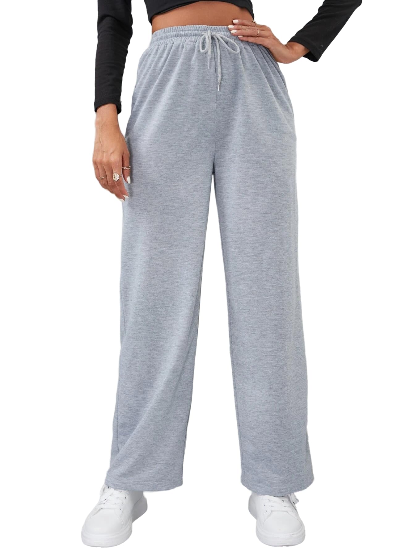 dockstreet Straight Wide fit Long Length Trouser Style Drawstring Trackpant for Women/Trending Style, Relaxed Casual Pants for Women-picture-27