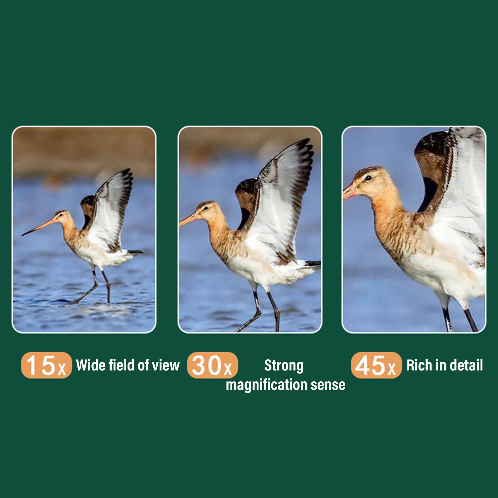 Elprico 15–45 x 60 mm Abgewinkeltes Spektiv HD wasserdicht mit Stativ und Telefonadapter für Vogelbeobachtung Zielschießen