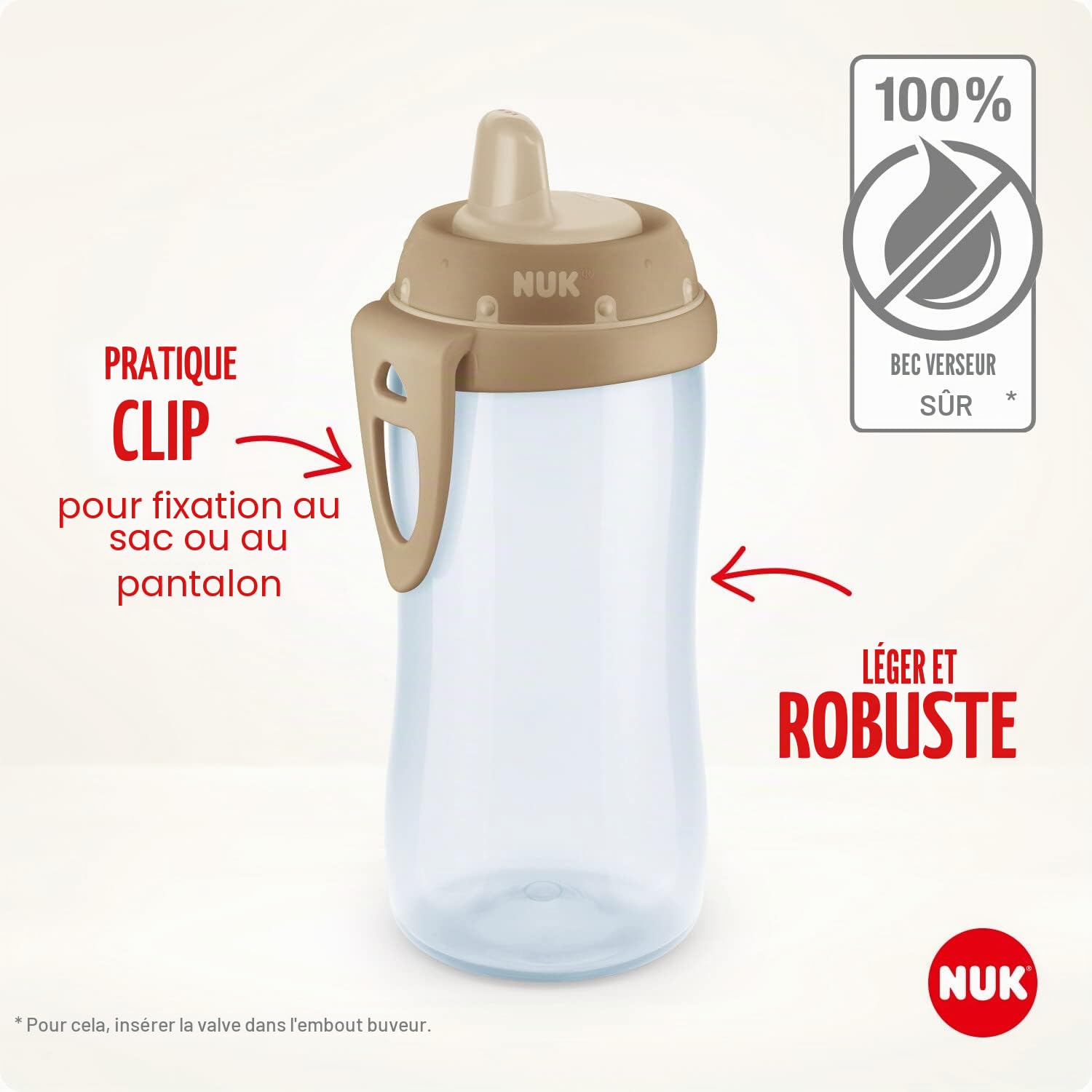 NUK Disney Roi Lion Kiddy Cup avec bec dur, 300 ml, anti-fuite, à partir de 12 mois, sans BPA, beige, 1 pièce