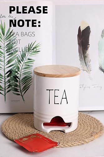 Miniatura 7 de Soporte para bolsitas de té de granja con tapa, dispensador de bolsas de té de cerámica para encimera, organizador de bolsas de té, contenedor de