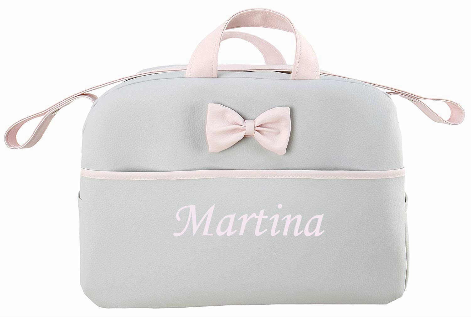 Danielstore- Bolso Personalizado Bebe Carrito bebe con nombre bordado modelo Kona + Regalo de un babero