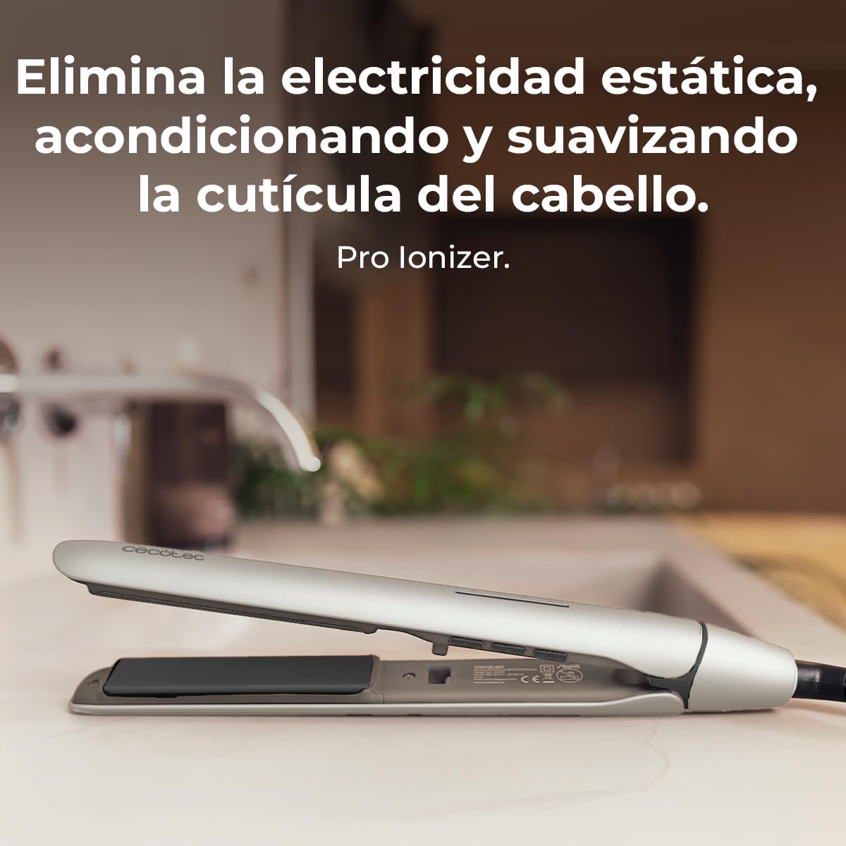 Cecotec Lisse 880 HidraProtect Saç Düzleştirici, İnce Saçlar İçin, 48 W, Turmalin, Keratin Kaplama, Argan Yağı, Pro İyonizer, 3D Yüzen Plakalar, 4 Sıcaklık, LED Göstergeli