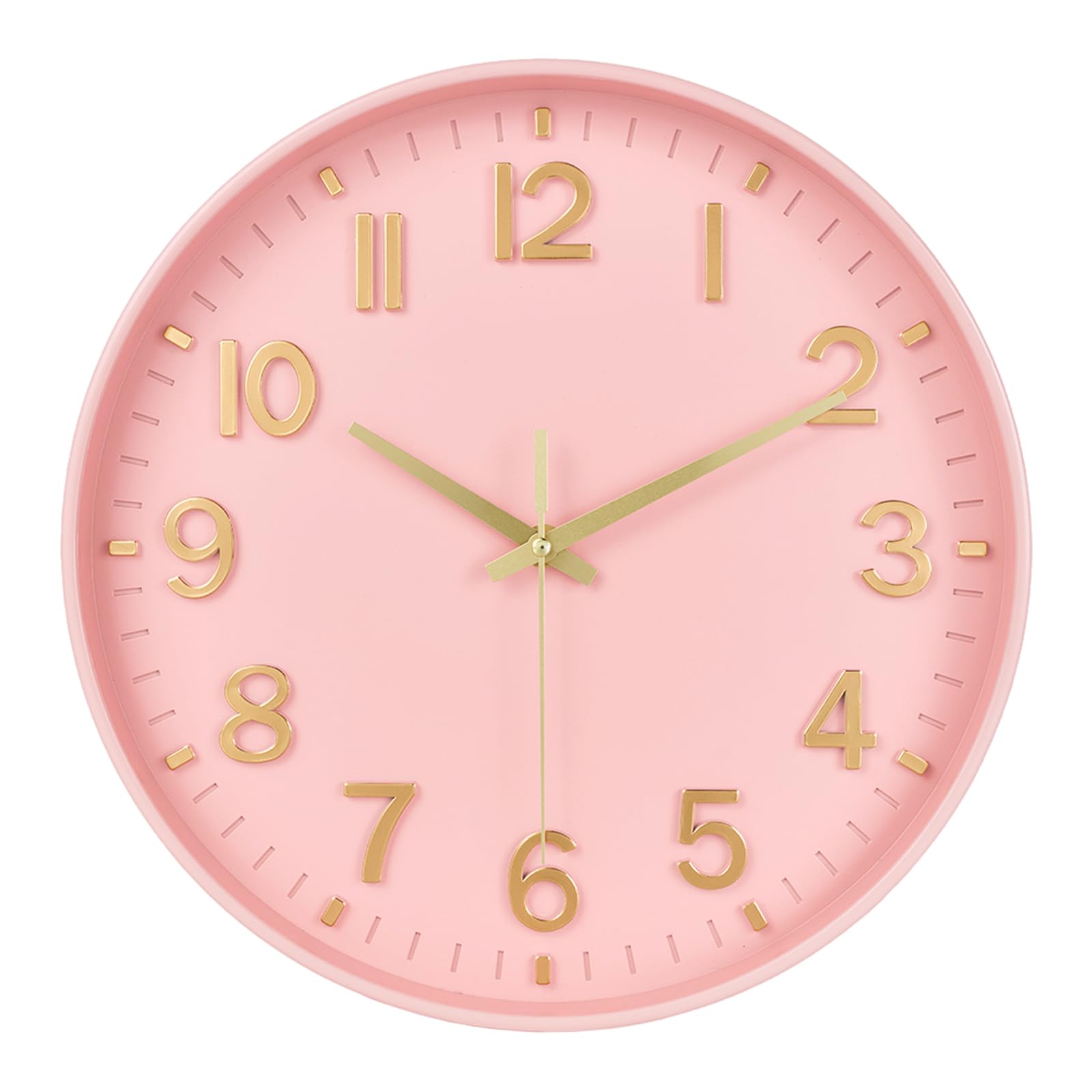 HZDHCLH 8 Inch Wall Clock Battery Operated Silent Non Ticking Pink Modern