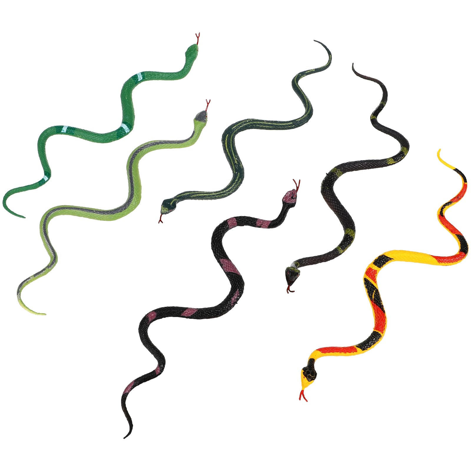 JOINPAYA Realistic Fake Snake Toys 6Pcs Flexible Reptile Figurines for Halloween Pranks Party Decorations and Home Display 8.86In Durable Plastic Snake Models
