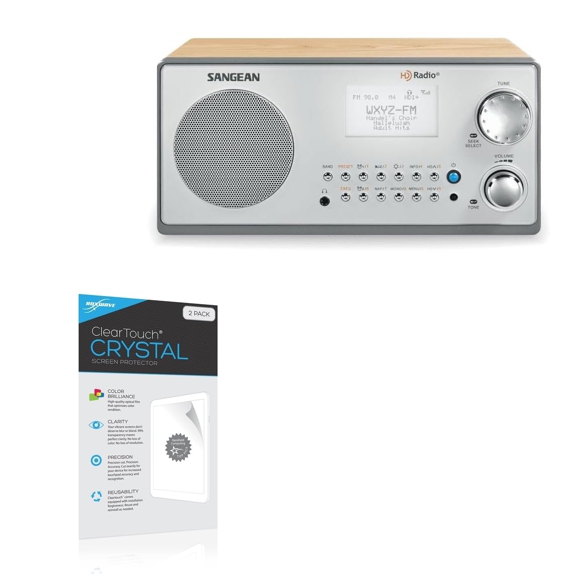 BoxWave Screen Protector Compatible with Sangean HDR-18 - ClearTouch Crystal (2-Pack), HD Film Skin - Shields from Scratches