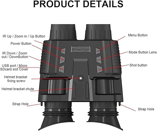 Miniatura 5 de CICOLO Gafas de visión nocturna para casco prismáticos de visión nocturna visión nocturna infrarroja HD con imagen estéreo 3D sensor 3M 1080P rango