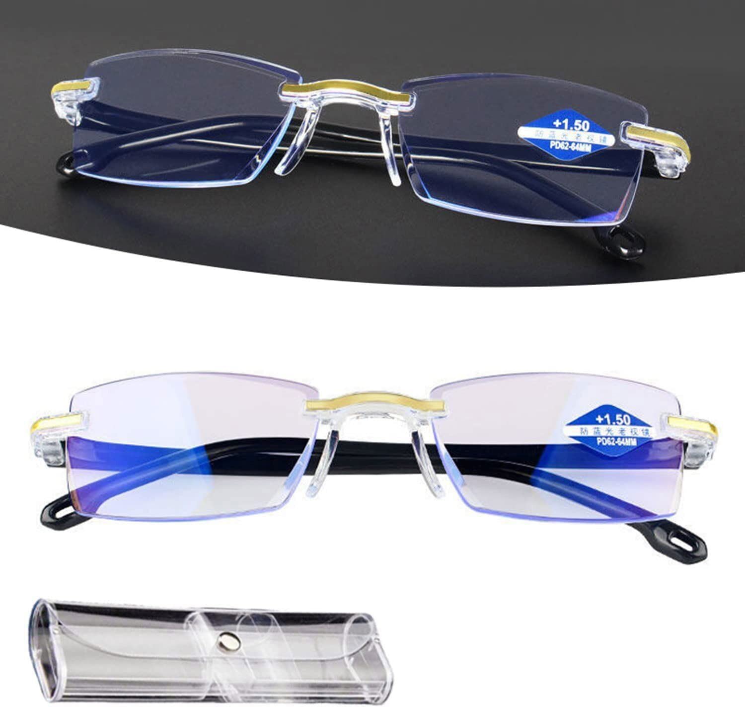 Nihexo Progressive Far and Near Dual-Use Reading Glasses, High Hardness Anti-blue, Multifocus Reading Glasses (+2.00/FOR 55-60)