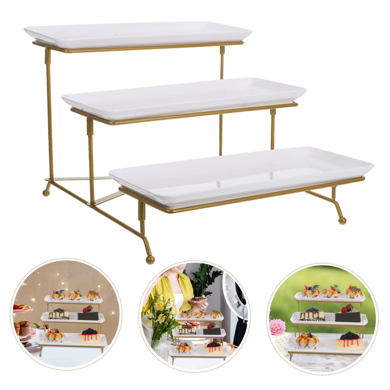 Soporte para bandeja de servir europeo, ligero, para cupcakes, frutas, postres, expositor estable para bodas, fiestas y eventos.