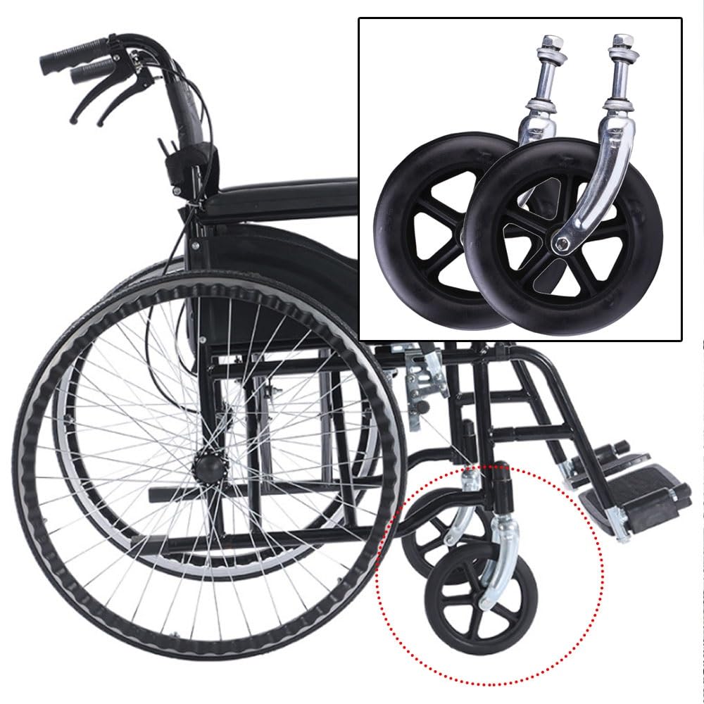 Ruedas para Silla de Ruedas de 6, 7 y 8 Pulgadas, Rueda Delantera de Repuesto para Silla de Ruedas con Horquilla Delantera de Acero y Tornillos, llanta sólida, antidesgaste (Gris,