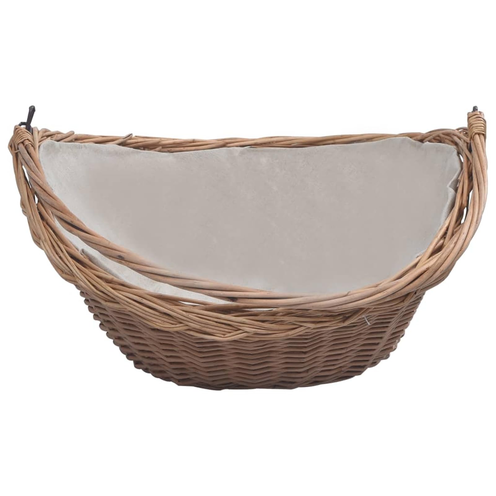 Homgoday Cesta Legna da Ardere con Manico 57x46,5x52cm Marrone in Salice, Mobili per Casa Interno Esterno Soggiorno Camera da Letto