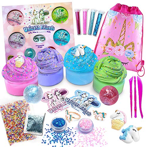 Unicorn Friends Slime Kit for Girls [Everything in One Box] Includes Unicorn Backpack and Friendship Rings