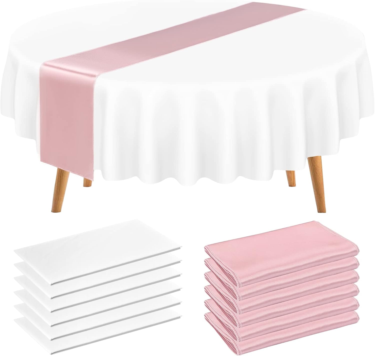 6 Pack Round Plastic Tablecloth 84" White Disposable Table