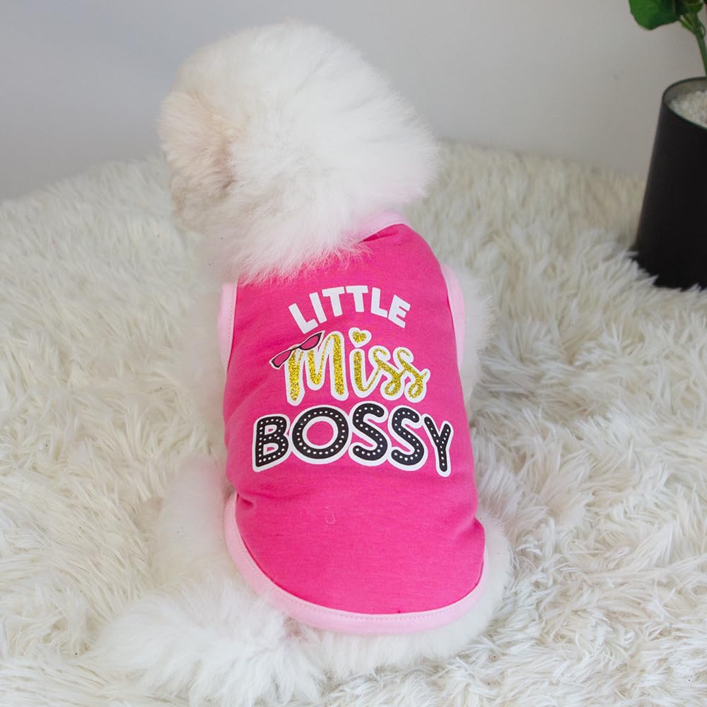 2 Pack Dog Clothes, Printed Miss Bossy Pet Vest T-Shirt Dog Clothing Costume for Cats Puppy Small Dogs Medium Dogs (Pink, XL) - Image 4