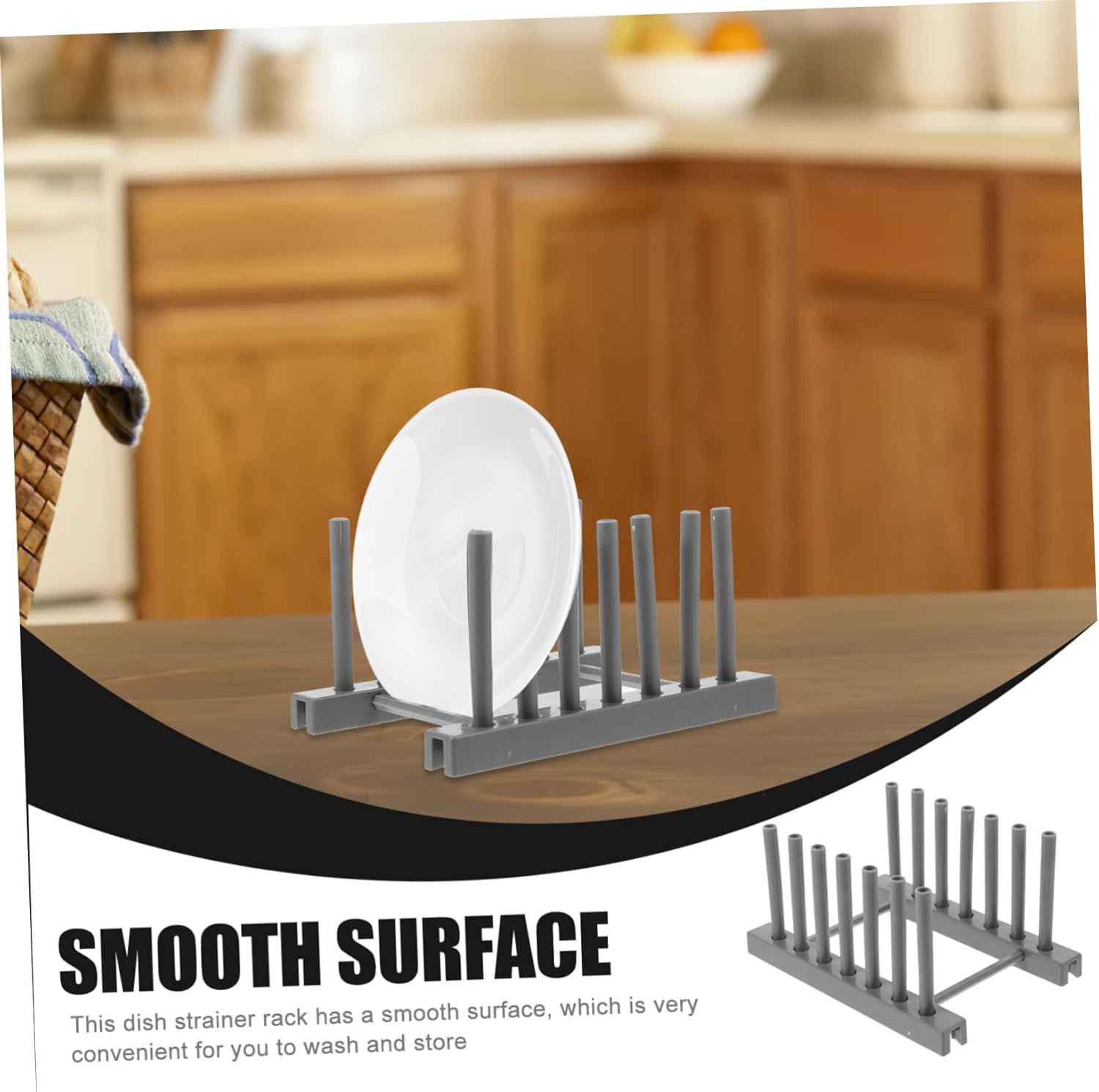 SECFOU Dish Drying Rack for Kitchen Multifunctional Tableware Organizer Easy Installation Grey Plastic Storage for Bowls Plates and Pot Lids Cabinets