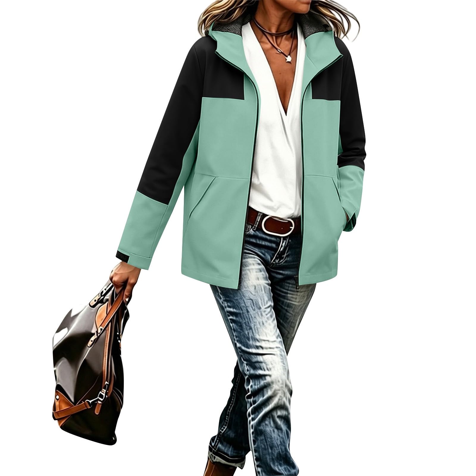 Giacca impermeabile da donna, elegante, per avventure all'aria aperta | Giacca funzionale, traspirante, impermeabile, antivento, per l'autunno, per le mezze stagioni, elegante e sportiva, foderata