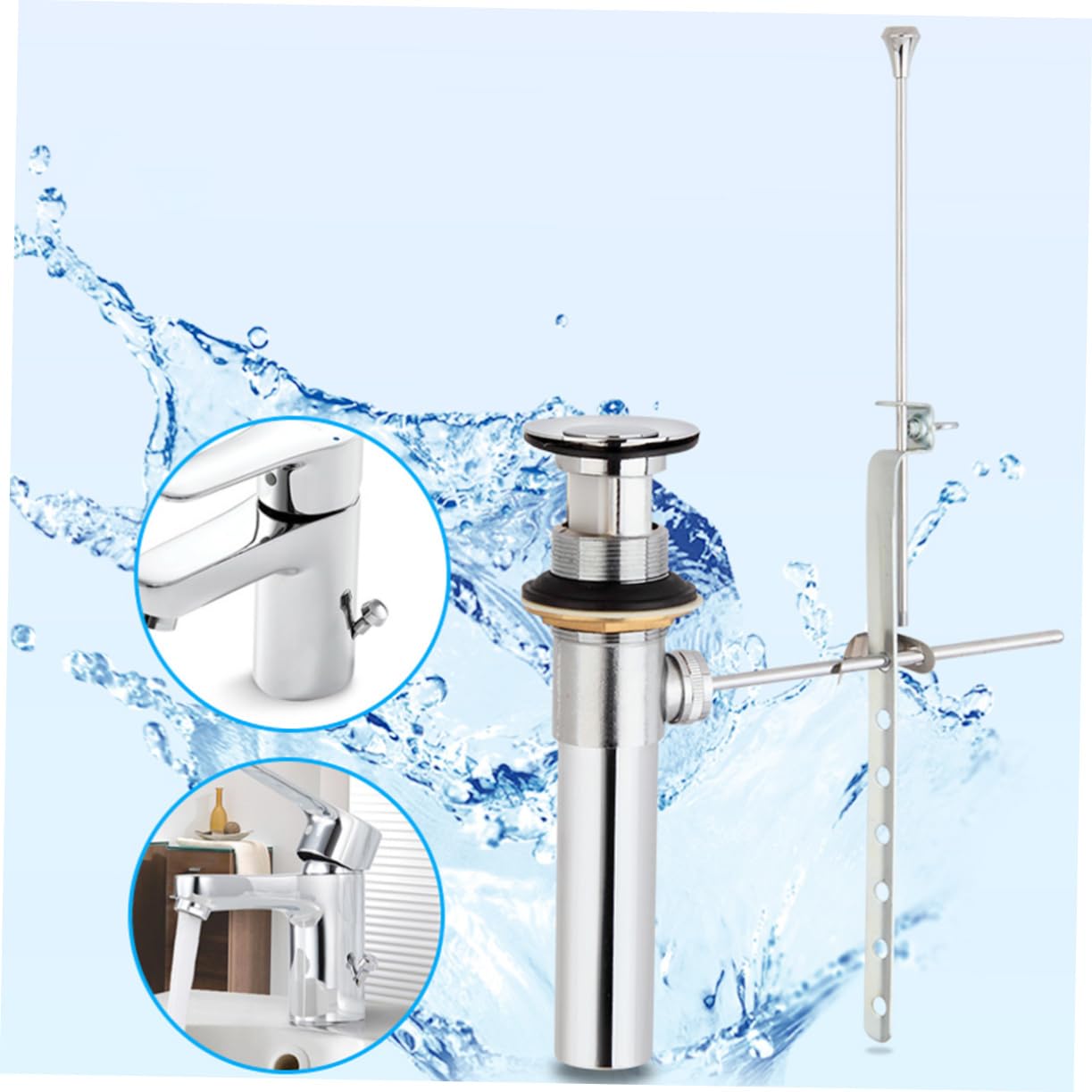 SHINEOFI Scarico Monte Per Lavabo Scarico Di Troppo Pieno Tappo Per Lavabo Nucleo in Rame Con Asta Di Sollevamento Adatto Per Lavabi Con Troppopieno