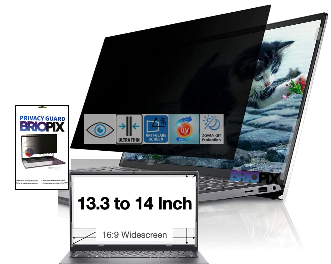 BrioPix - 13.3 to 14 Inch Laptop Privacy Screen | Anti Glare | Eye Protection | Privacy Screen Protector