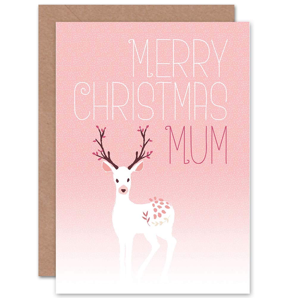 Mum Snowy Reindeer Blank Greeting Card With Envelope
