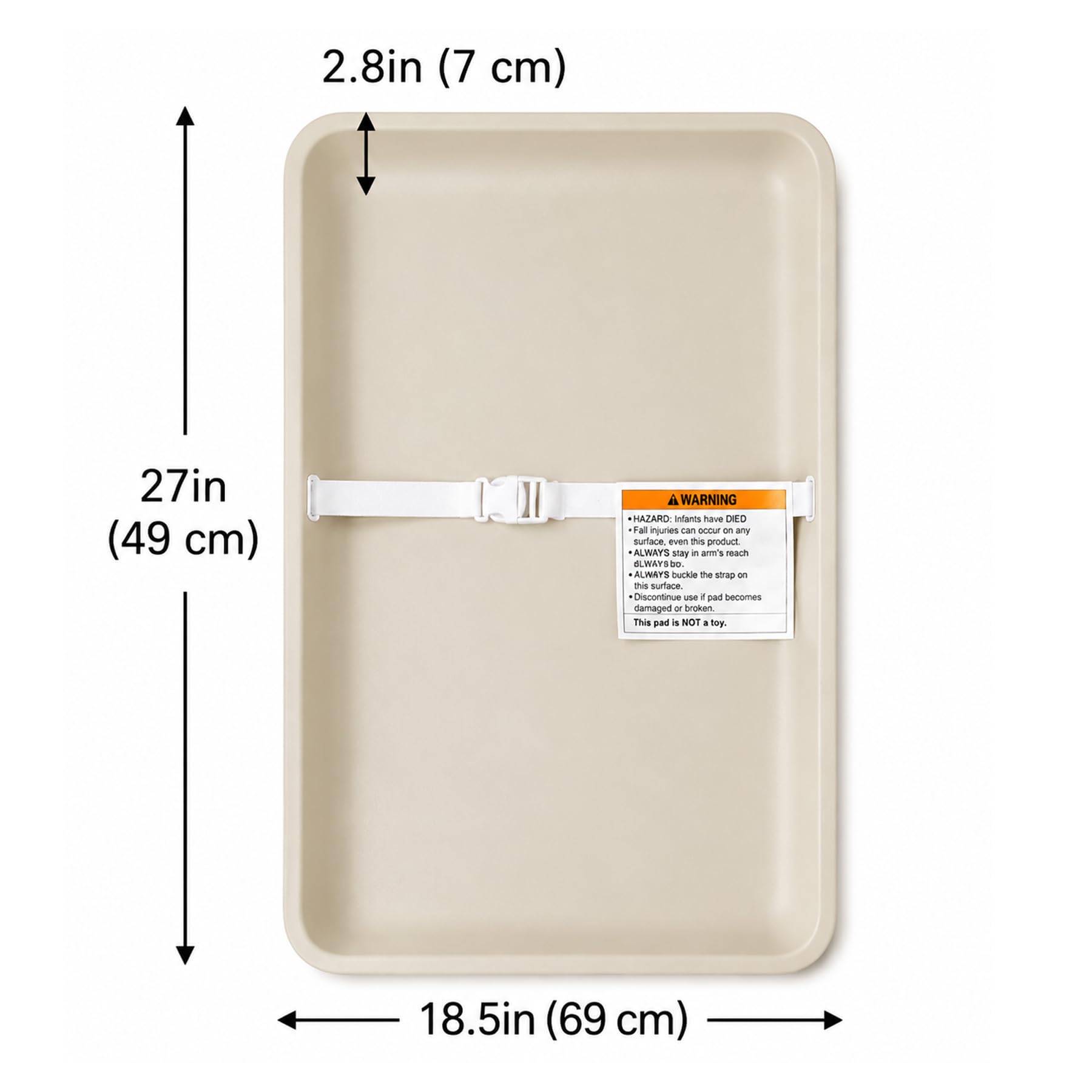 Cambiador de bebé, cambiador portátil de poliuretano, impermeable, fácil de limpiar con hebilla ajustable, parte inferior antideslizante (beige)