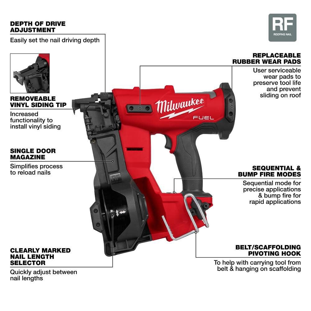 Milwaukee Electric - Chiodatrice per coperture a bobina M18 Fuel