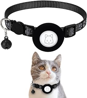 plplaaoo Coleira de gato com sino e fivela de segurança, coleira para gatos, coleira localizadora para gatos evita perda refletiva GPS coleira para gatos com fivela de segurança e sino para animais de estimação pequenos filhotes e gatinhos