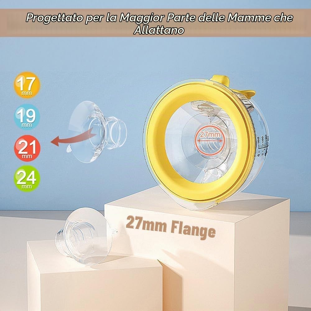 Coppe per tiralatte Medela, con apertura a mani libere, compatibili con Freestyle Flex/Pump in stile con MaxFlow/Swing Maxi Pump Parts, include flangia da 27 mm + inserti da 17/19/21/24 mm